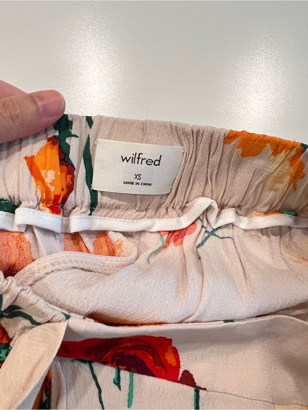 Wilfred Light Pink Floral Elastic-Waist Skirt with Orange & Green Accents - Picture 9 of 9